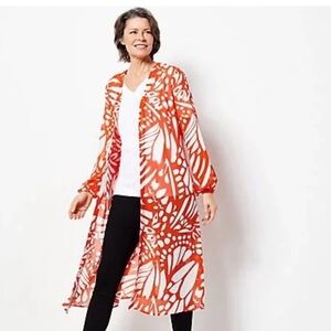 GIRL WITH CURVES Butterfly Print Duster A496318